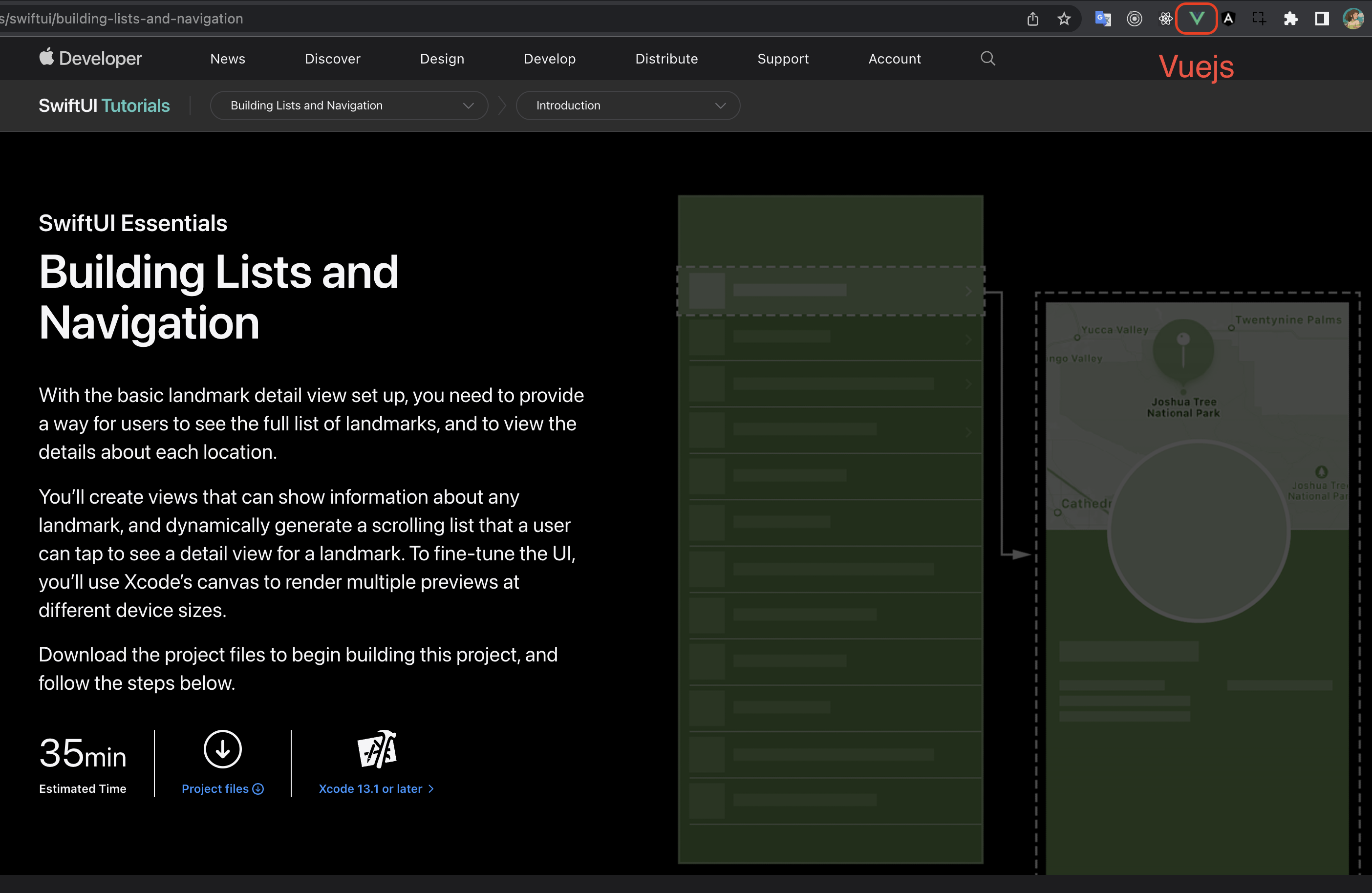 发现苹果开发者文档页面用 Vue 开发的